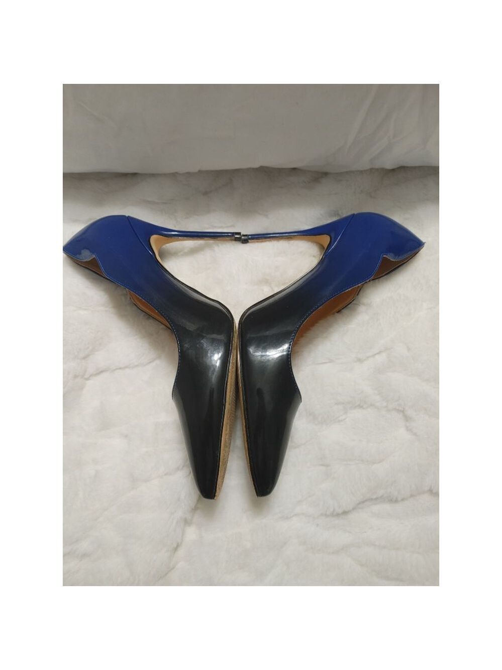 Women's COLETER Black to Blue Fade Patent Leather Pointed Toe Stilleto Heels 7 - Picture 3 of 12